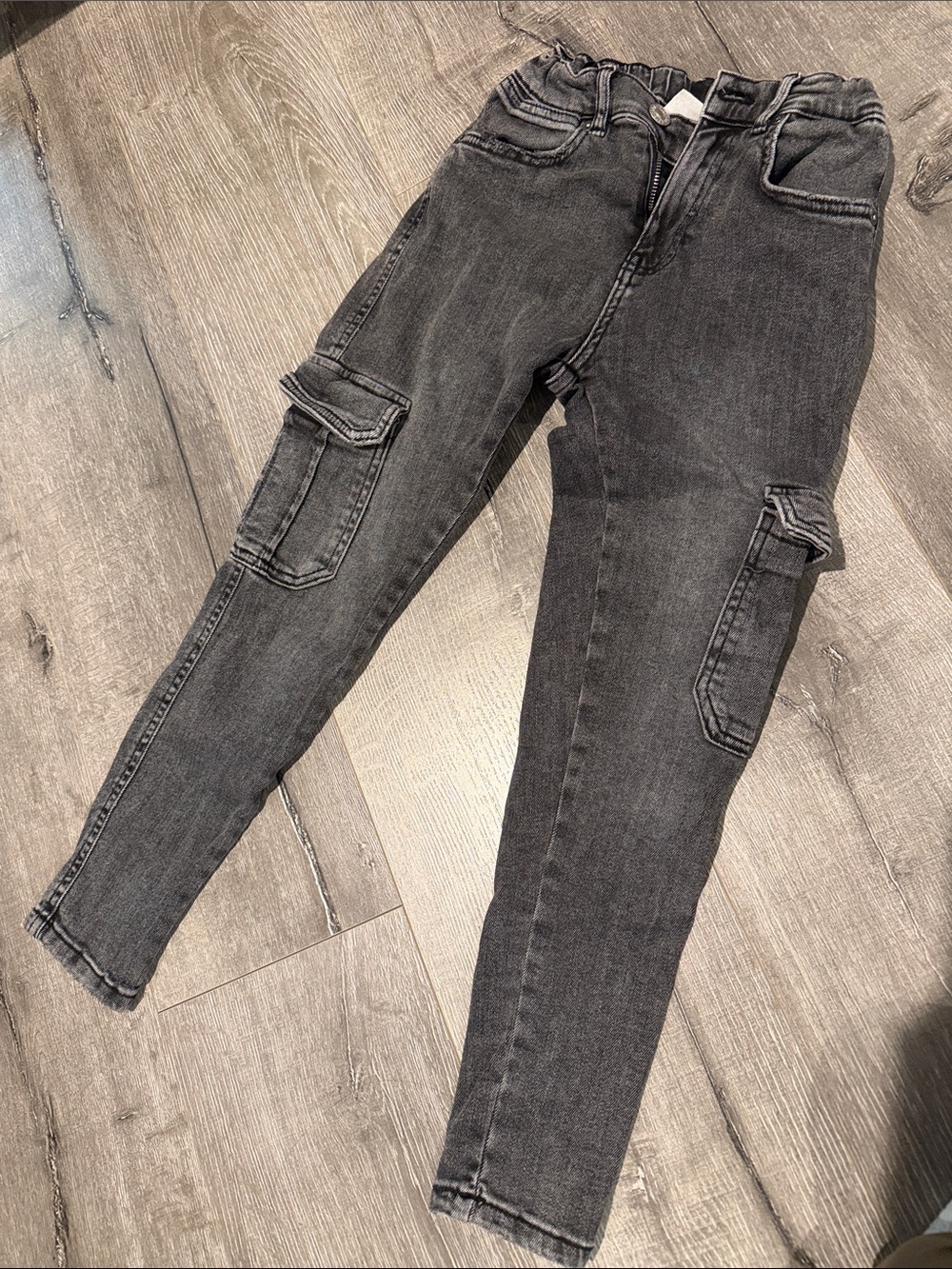 Zara Kids Black Washed Cargo Jeans